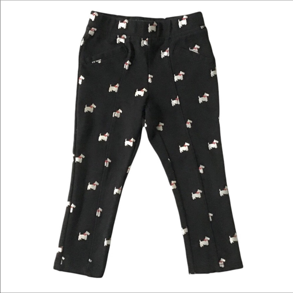 1989 Place Black Leggings Size 3T Scottie Dog Print Faux Front Pockets